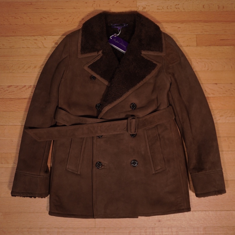 Ralph Lauren Purple Label Brown Fur Coat Dyed Lamb Shearling Size 8 Brand New
